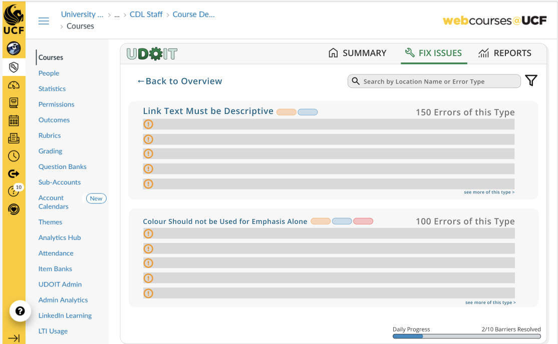 Screenshot of errors iterate