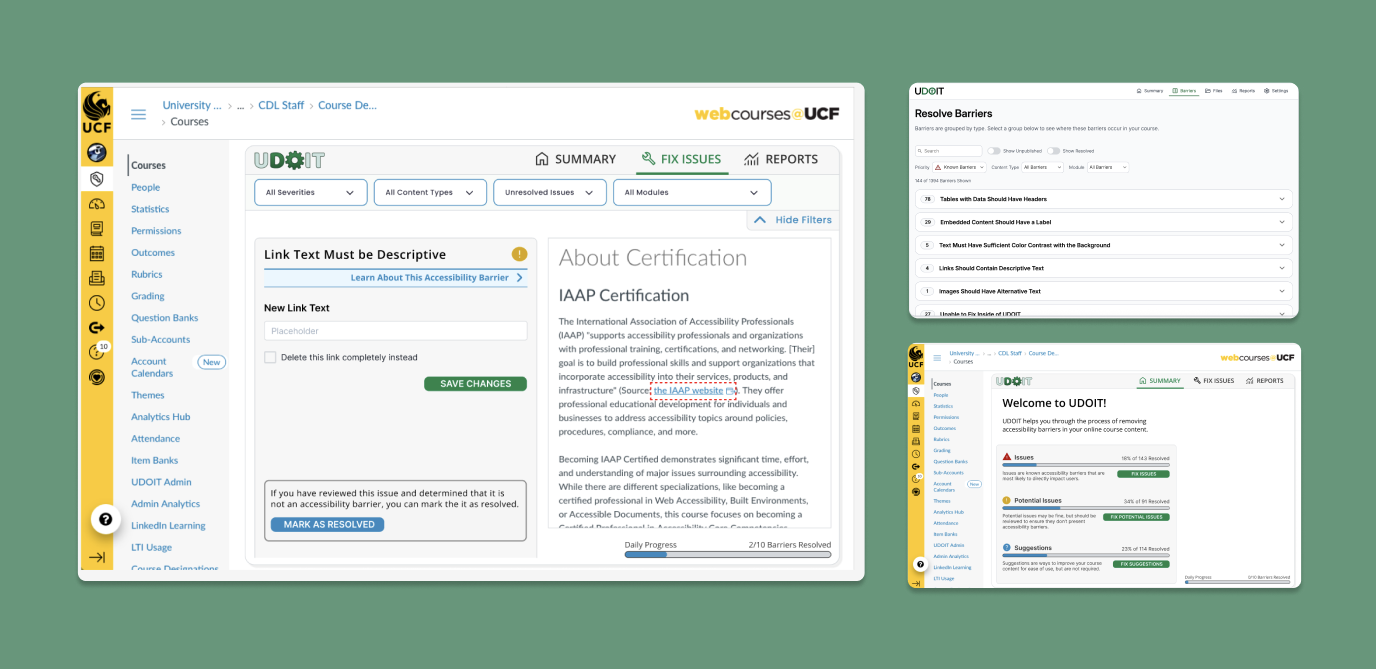 Screenshot of UDOIT interface.
